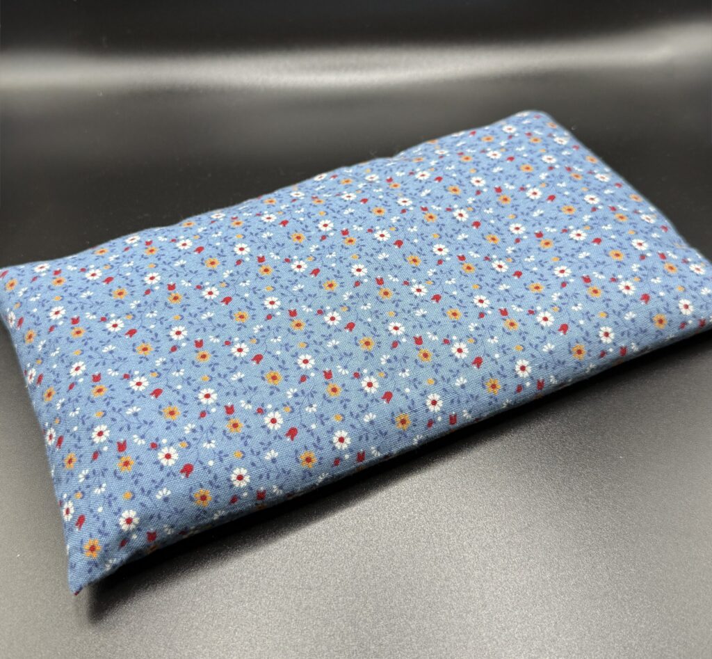 Lavender eye pillow in baby blue fabric