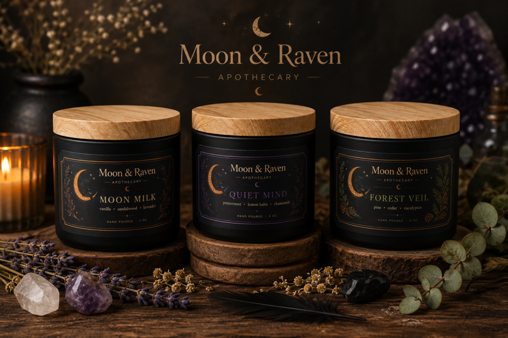 The Signature Collection candle gift set for Moon & Raven Apothecary