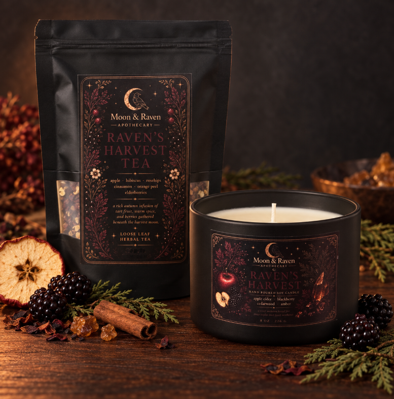 Raven's Harvest Limited Edition Tea and Candle